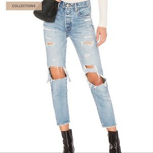 Moussy Vintage Hayden Tapered Jeans in Light Blue
